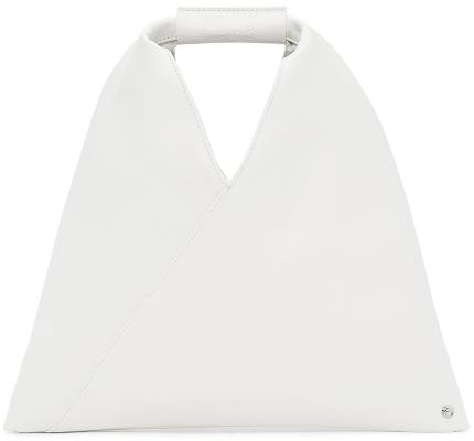 MM6 Maison Margiela SSENSE Exclusive White Nano Faux-Leather Triangle Tote