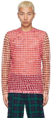 Molly Goddard Red & Brown Mesh Andrew Gingham Long Sleeve T-Shirt
