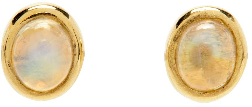 Mondo Mondo Gold Moonstone Apollo Stud Earrings