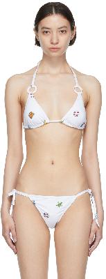 Moschino White Polyester Bikini Top