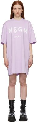 MSGM Purple Artist Logo T-Shirt Dress