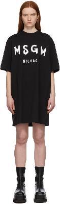 MSGM Black Stroke Logo T-Shirt Dress