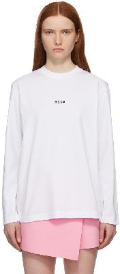 MSGM White Micro Logo Long Sleeve T-Shirt
