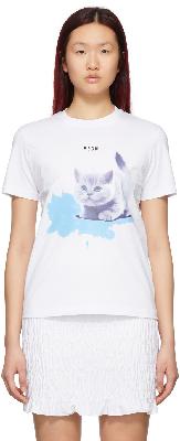 MSGM White Cat Splash Graphic T-Shirt