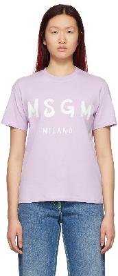 MSGM Purple Brush Stroke Logo T-Shirt