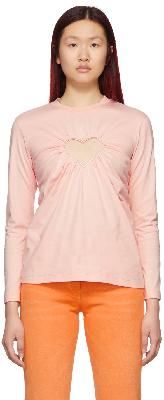 MSGM Pink Mesh Logo Long Sleeve T-Shirt