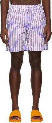 MSGM Purple Tie-Dye Striped Bermuda Shorts