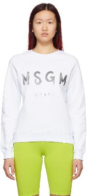 MSGM White Brush Logo Sweatshirt