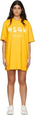 MSGM Yellow Cotton Mini Dress