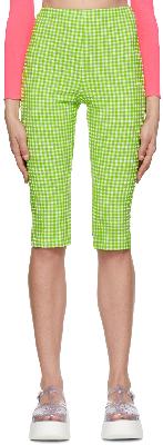 MSGM Green & White Polyester Shorts