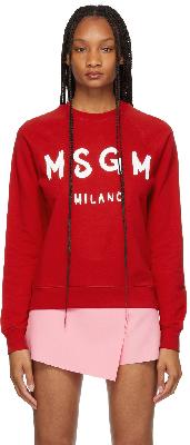 MSGM Red Brush Stroke Logo Sweatshirt