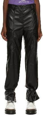 MSGM Black Faux-Leather Cargo Pants
