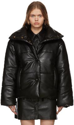 Nanushka Black Hide Puffer Vegan Leather Jacket