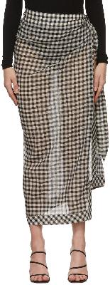 Nanushka Black & Off-White Patrice Mid-Length Skirt