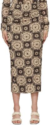 Nanushka Brown & Beige Sibi Tile Print Skirt