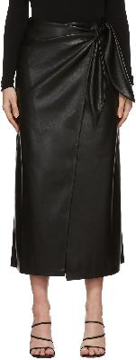 Nanushka Black Amas Sarong Vegan Leather Midi Skirt