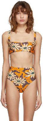 Nanushka Orange Floral Lona Bikini Top