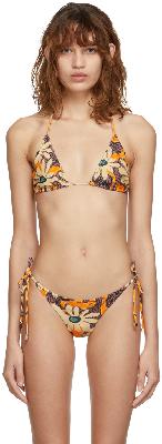 Nanushka Orange Floral Caia Bikini Top