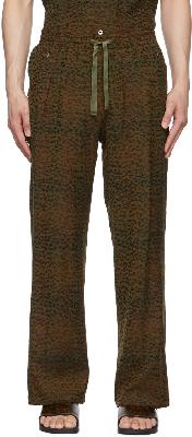 NEEDLES Khaki Jacquard Leopard W.U.S.C. Trousers