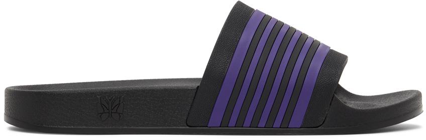 NEEDLES Black & Purple Track Line Shower Sandals