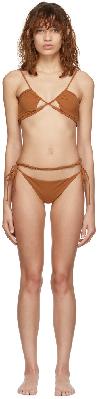 Nensi Dojaka SSENSE Exclusive Brown Ruched Underbust Bikini