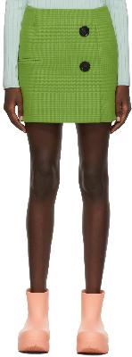 Nina Ricci Green Georgette Check Double-Buttoned Miniskirt