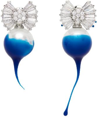 Ottolinger Blue Crystal & Pearl Dip Earrings