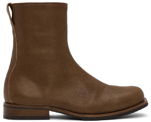 Our Legacy Brown Slim Camion Zip-Up Boots
