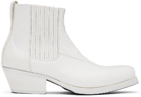 Our Legacy Off-White Abstract Gator Fauxstrich Chelsea Boots
