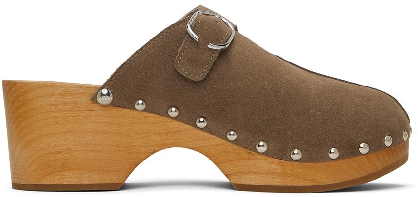 Paco Rabanne Taupe Suede Clogs
