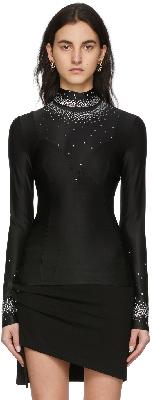 Paco Rabanne Black Viscose Jersey Embroidered Long Sleeve T-Shirt