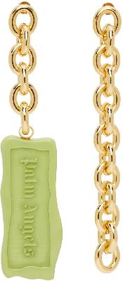 Palm Angels Gold & Green Mismatched Seal Earrings
