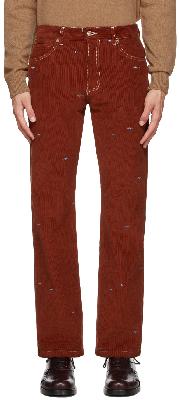 PHIPPS Red Corduroy Straight-Leg Trousers