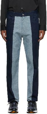 Phlemuns SSENSE Exclusive Indigo & Blue Contrast Belt Loop Jeans