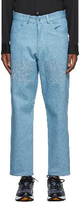Phlemuns SSENSE Exclusive Blue Emboss Stitch Jeans