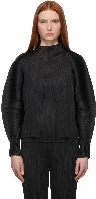 Pleats Please Issey Miyake Black Monthly Colors January Cardigan