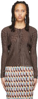 Pleats Please Issey Miyake Brown Monthly Colors February Cardigan