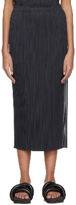 Pleats Please Issey Miyake Navy Monthly Colors March Midi Skirt