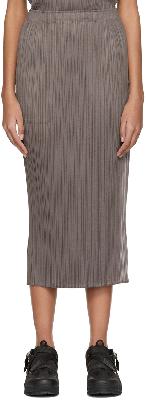 Pleats Please Issey Miyake Taupe Monthly Colors March Midi Skirt