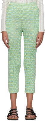 Pleats Please Issey Miyake Green Polyester Trousers