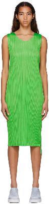 Pleats Please Issey Miyake Green Monthly Colors April Midi Dress