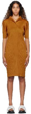 Pleats Please Issey Miyake Brown Monthly Colors July Midi Dress