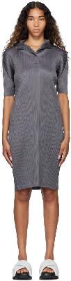 Pleats Please Issey Miyake Gray Monthly Colors July Midi Dress