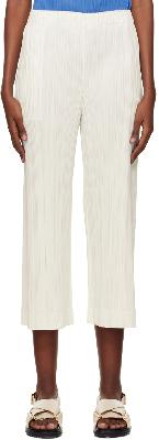 Pleats Please Issey Miyake Off-White Opaque Trousers