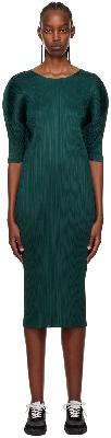Pleats Please Issey Miyake Green Monthly Colors August Midi Dress