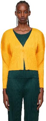 Pleats Please Issey Miyake Yellow Monthly Colors August Cardigan