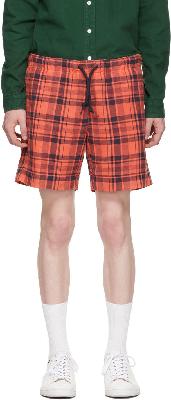 PS by Paul Smith Red & Navy Cotton Linen Check Shorts