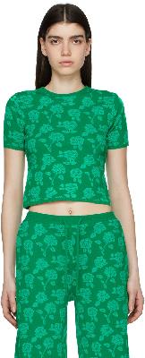 Pushbutton Green Polyester T-Shirt