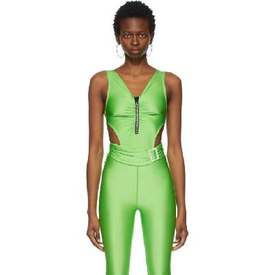 Pushbutton SSENSE Exclusive Green Jewelled Cut-Out Bodysuit