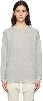 R13 Grey Oversized Shredded Edge Sweatshirt